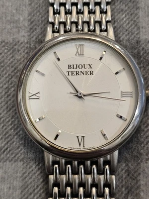 Bijoux Terner relógio analógico de quartzo pulseira de elos de corrente unissex nova bateria funcionando - Imagem 1 de 4