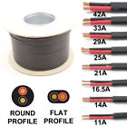 ROUND or FLAT profile Twin 2 Core Cable 12v 24v Thin Wall Wire 11A up to 42 AMP