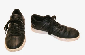 K Swiss Boys Black Leather Low Top Sneakers Shoes Size 3.5 Youth A168 - Picture 1 of 6