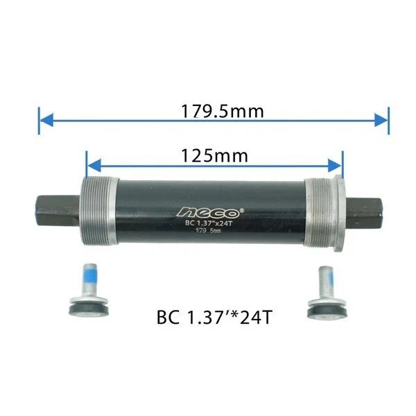 Soporte inferior Fat Bike Shell ancho 125 mm Neco 1,37" x24T longitud de eje 179,5 mm Foto 1 de 1