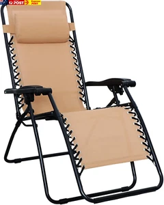 Outdoor Zero Gravity Mesh Lounge Chair with Pillow, Folding Reclining and Textil - Picture 1 of 6