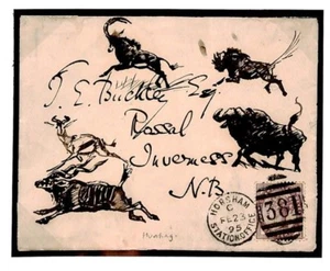 GB HUNTING Hand-Illustrated BUFFALO DEER ELK Railway Suss 1895 Cover Front T58a - Picture 1 of 6