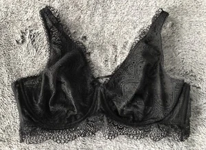 Gilligan and O’Malley Lace Bralette LARGE Black Sheer Underwire Sexy Double Hook - Picture 1 of 9