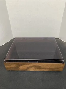 Audio Cassette Storage CASE 32 Slots With Hinged Acrilic Cover 14x10x4" Brown - Picture 1 of 10