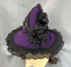 Impresionante Sombrero de Brujas Steampunk Púrpura Negro Roseta Plumas Arco de Alfarero (WH) - Imagen 1 de 9