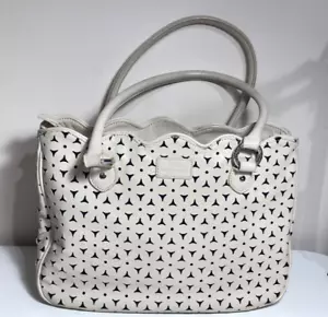 Lulu Guinness Perforated Leather Small Wanda Bag - Stone - Picture 1 of 9