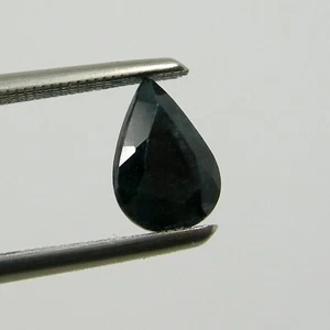 7x5 mm Pear Extremely Black-Blue Natural Australian Sapphire Gemstone, Qty 1 - Picture 1 of 11