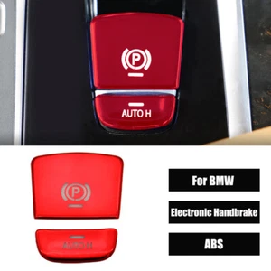 Red ABS Car Chrome Electronic Handbrake Trim Cover For BMW 5 G30 530li 2018-2022 - Foto 1 di 4