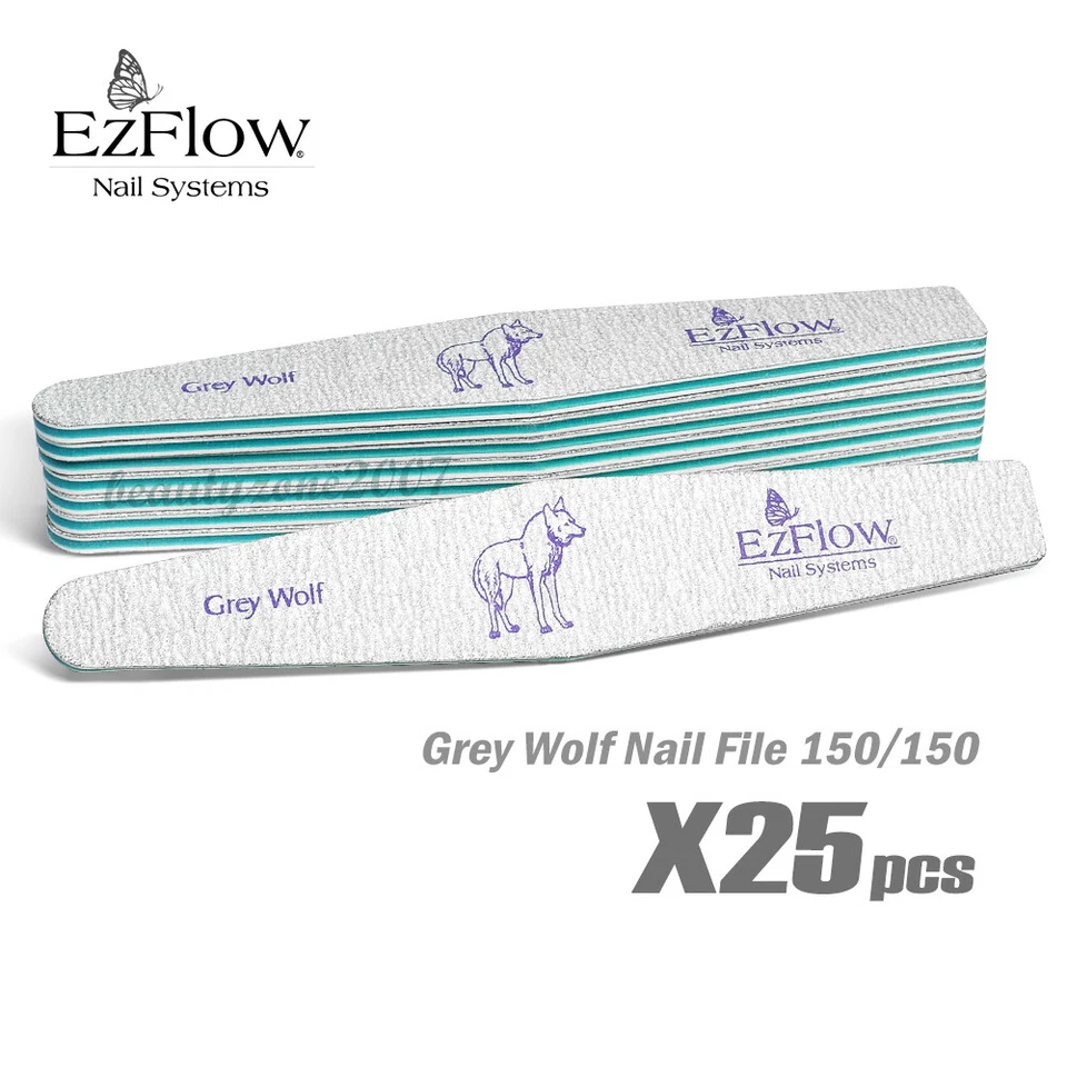 Ezflow Grey Wolf Nail Files 150/150 x 25ct for Acrylic UV gel Dip Powder - Image 1 of 1