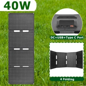 ETFE Folding Solar Panel Kit 40W 12V Mono Camping Battery Type-c/USB/DC Charging - Picture 1 of 11