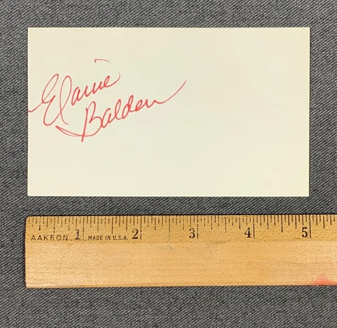 Elaine Balden HAND SIGNED INDEX CARD AUTOGRAPHED Dancer Lawrence Welk Show 3x5 Cover
