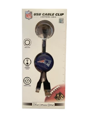 Patriots-USB Cable Clip Keychain-iPod-iPhone-iPad-Charger-Licensed - New In Pack - Image 1 of 3