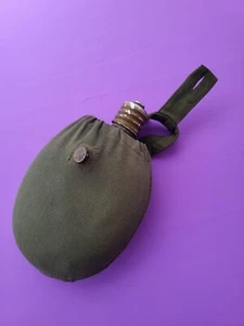 Vintage Soviet Aluminum Water Flask with Belt Case Soviet Russian Army USSR - Picture 1 of 20