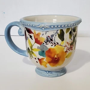 Pioneer Woman Willow Floral Mug Blue Orange Teal Green Rare Find - Beautiful! - Foto 1 di 8