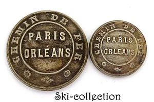 2 Buttons Railway PARIS-ORLÉANS. France, circa 1900. 21/15 mm - Picture 1 of 3