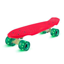 Skateboard Mini Longboard Trickboard PP-Board 100kg LED-Rollen ABEC 9 Rot/Grün