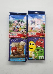 Mickey Mouse 2007 & M&M's 2000 Mini Puzzles Lot Of 4 - Picture 1 of 9