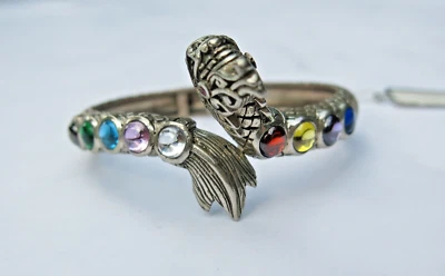 Naga Dragon Bangle Bracelet – 925 Sterling Silver Multi-Color Gemstones - Image 1 of 4