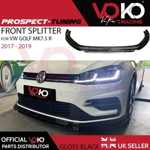 VW GOLF MK7.5 R RLINE FRONT BUMPER SPLITTER LIP 2017-2019 GLOSS BLACK - Picture 1 of 5