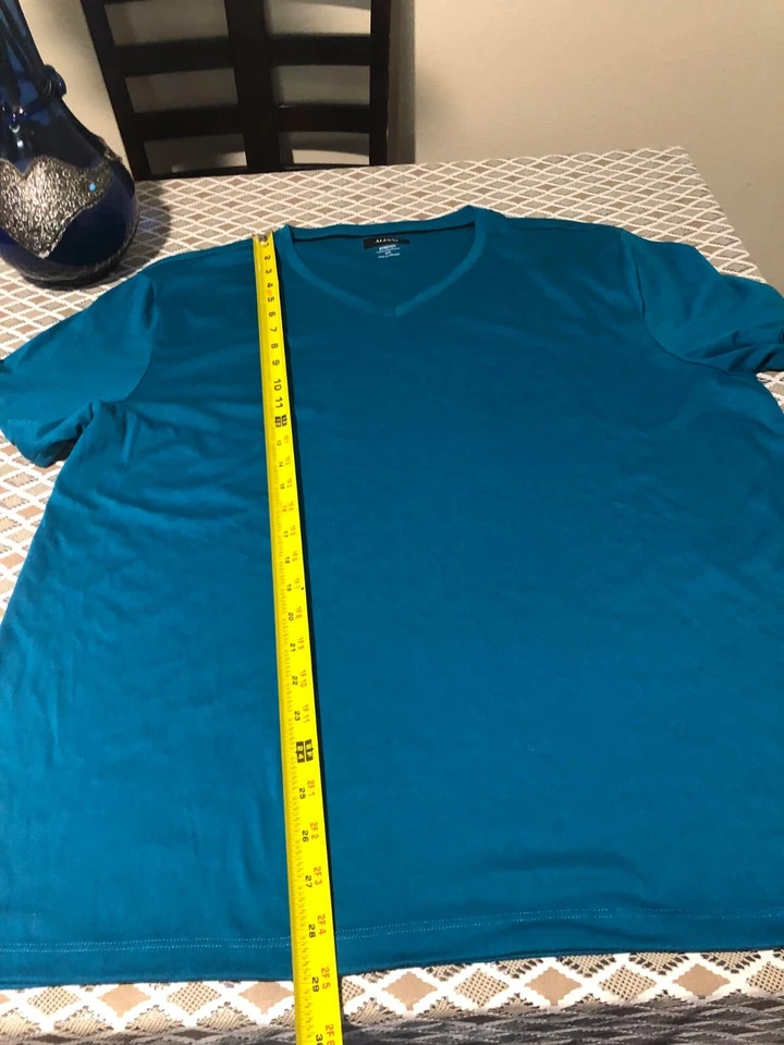 Alfani Men's T-Shirt Blue Stripe V-Neck Short Sleeve Size M