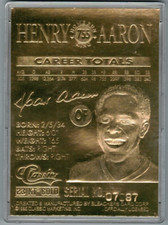 Hank Aaron 1996 Baseball's Greatest Champions 23KT Gold Card Serial #'d COA
