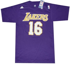 Los Angeles Lakers Lakers Pau Gasol Throwback Adidas Net Print T Shirt New Tags - Picture 1 of 4