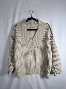 dh new york Pullover Creme Grobstrick V-Ausschnitt Relaxed Gr. Medium? - Bild 1 von 9