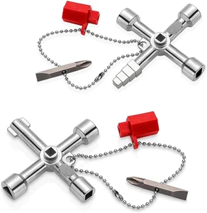 Chiave Multifunzione a 4 Punte, 2 Pezzi Chiave Multifunzionale Universale in Leg - Foto 1 di 12