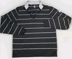 FootJoy Men’s Medium Black Striped Long Sleeve Knit Mock 1/4 Zip Pullover - Picture 1 of 6