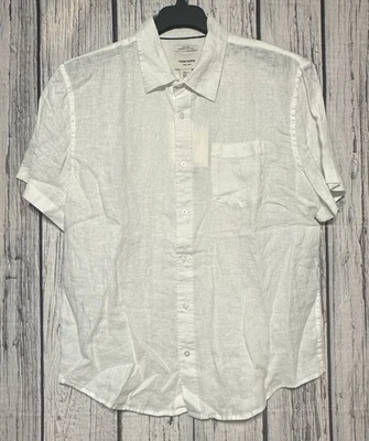 Thom Aaron 100% Linen Shirt White Button Up Short Sleeve Men's XL Lightweight - Image 1 of 4