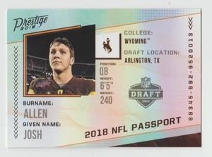 JOSH ALLEN 2018 Prestige NFL PASSPORT #PP-JA Rookie Insert Card SP RC Bills MVP - Picture 1 of 2
