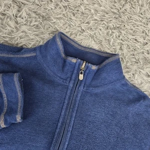 Tommy Bahama Mens Large Blue Reversible Long Sleeve 1/4 Zip Sweater - Picture 1 of 8