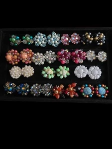 Vintage Cluster Clip Ohrringe Hobe Vendome Japan West Germany 15 Paar - Bild 1 von 14