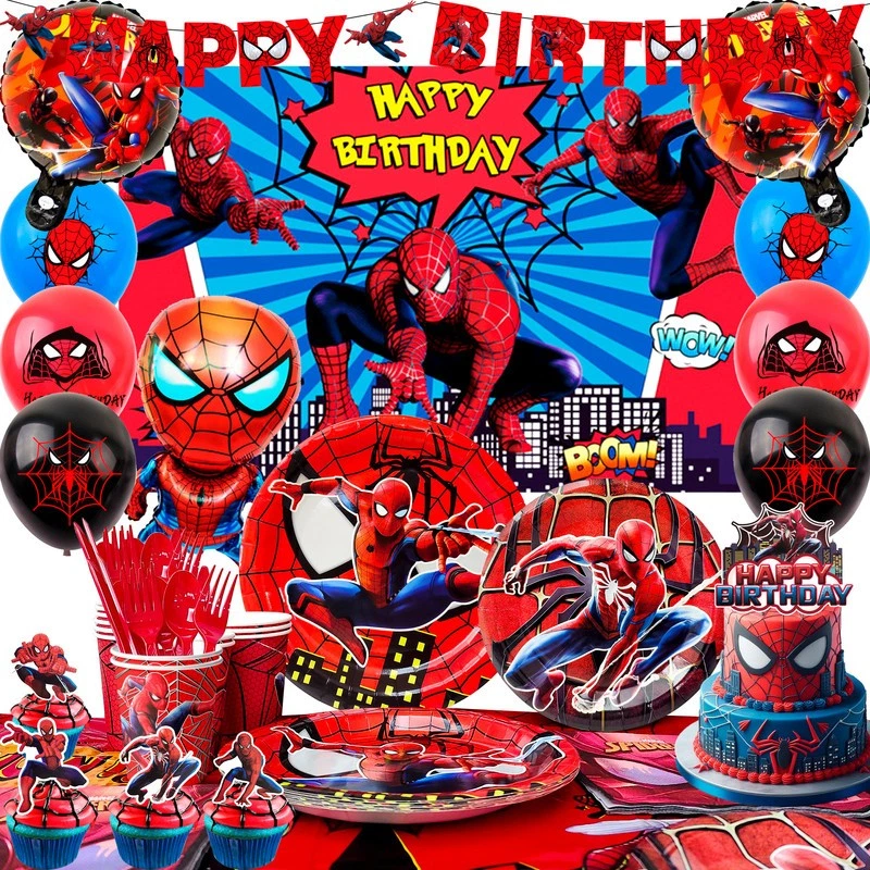 115 Piezas Spiderman Fiesta Decoración Marvel Cumpleaños Suministros Globos Vajilla Foto 1 de 4