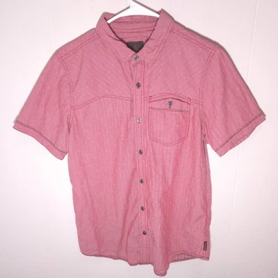 Prana Patras Red Striped Slim Organic Cotton Button‎ Shirt Men Medium Red - Image 1 of 4