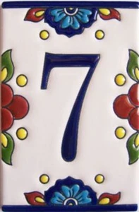 Mexican Talavera Mission Tile Address House Number Seven - Picture 1 of 2