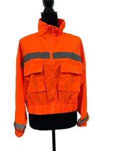 Forever 21  Sz M Windbreaker Jacket Reflective Zipper Mesh Lined Nylon Vintage - Picture 1 of 6