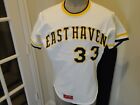 Vtg 80's White Sewn Rawlings RED TAG Team Worn East Haven Baseball Jersey Men 38