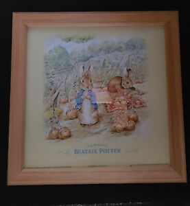 Vintage Nursery Wall Decor Peter Rabbit Framed Glass Beatrix Potter 1999