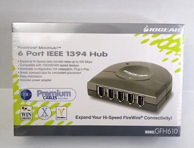 Mini Hub FireWire IOGEAR GFH610 6 puertos IEEE 1394 con adaptador de CA Foto 1 de 4