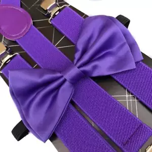 Tirante morado y conjunto de pajarita Adultos Boda Formal Hombres Mujeres (EE.UU.) - Imagen 1 de 5