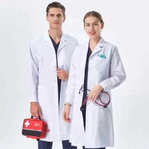 White Lab Coat Student Chemistry Healthcare Professionals Nurse Doctor Work Robe - Picture 1 of 34
