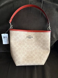 NWT COACH Signature City Bucket Bag (Silver/Sand/Deep Orange) - Picture 1 of 9