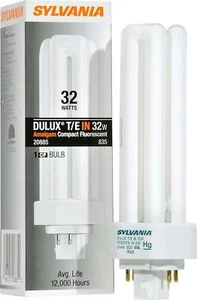 (2) Sylvania 20885 Compact Fluorescent Bulb 4 Pin Triple 3500K, 32W CF32DT/E/IN - Picture 1 of 1