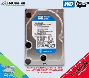 Western Digital Caviar Blue 640GB Internal 7200RPM 3.5" WD6400AAKS PC Hard Drive - Afbeelding 1 van 14