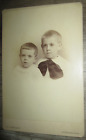 Antique H.C. Phillips cabinet card photograph, two little boys w large bow tie