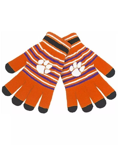 Clemson Tigers Knit Stripe Acrylic Gloves [NEW] NCAA Work Hands Scarf Hat Cover
