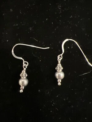 Pendientes colgantes de gancho franceses hechos a mano cuentas de plata regalo para mujer nuevos Foto 1 de 4