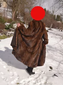 Langer Damenmantel aus echtem Nerzpelz Saga Mink Saga Furs, nicht Zobel L-XL - Bild 1 von 7