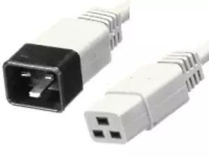 Netzverlängerungskabel IEC C20 Stecker auf IEC C19 Buchse Buchse weiß 1m - Bild 1 von 2